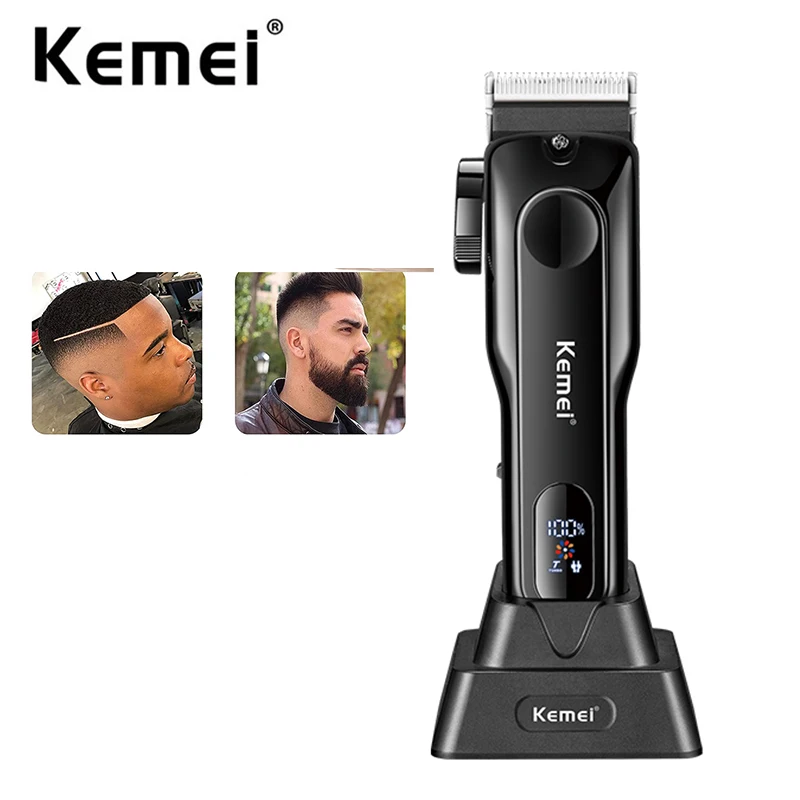 Kemei Hair Clipper Professional Barber Fade Hair Cutting Machine Electric Hair Trimmer Adjustable Haircut for Men Turbo Motor