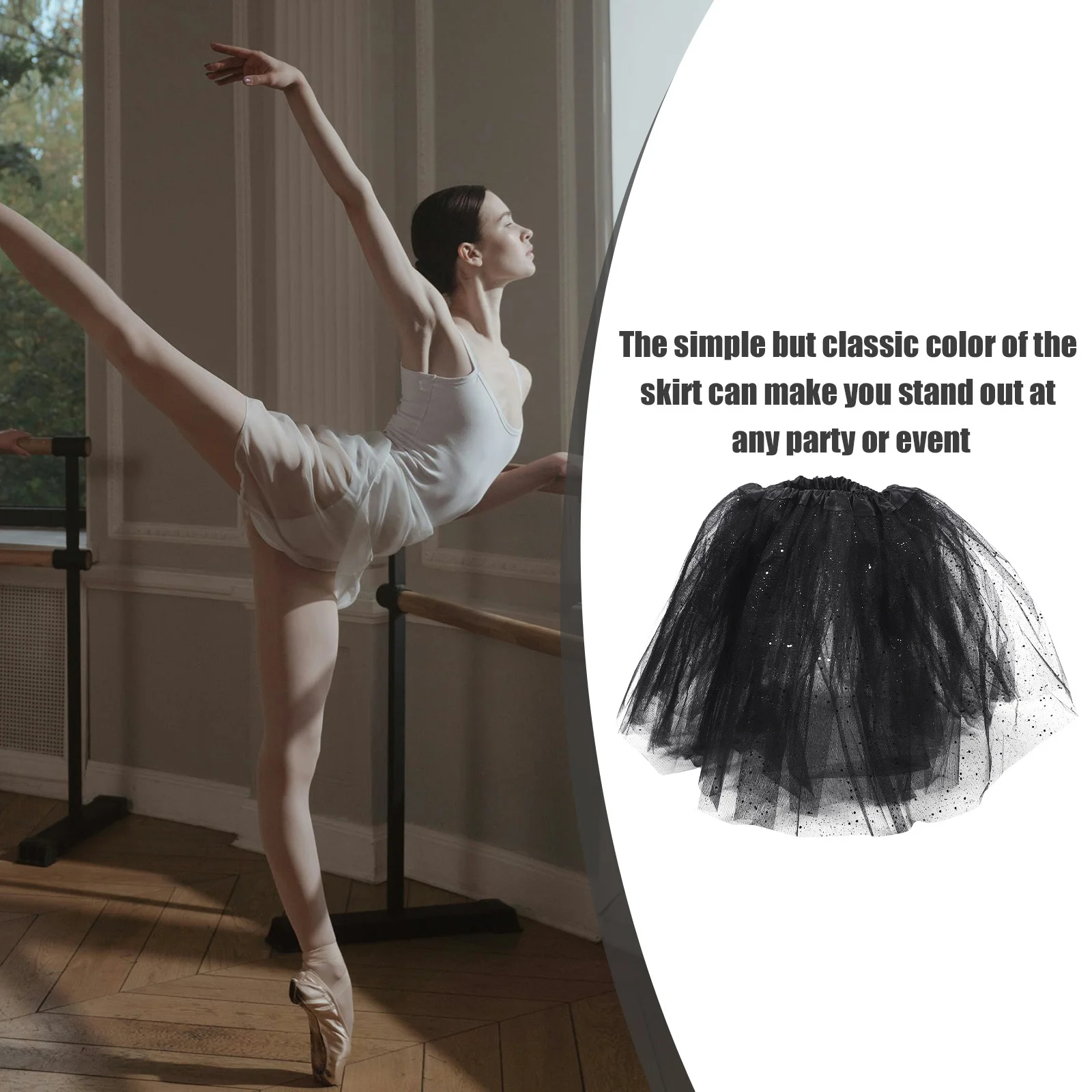 Volwassen Vrouwen Pailletten Tutu Rok Elastische Taille Tule Rok Prestaties Cosplay Ballet Party Kostuum Lichtgewicht Comfortabel