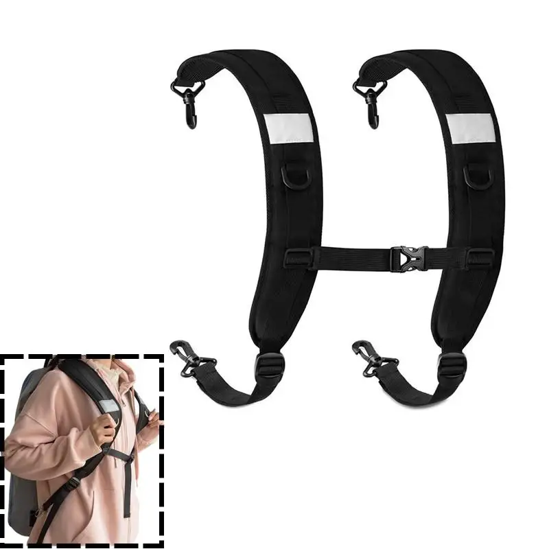 【xxx】Adjustable Backpack Shoulder Straps With Reflective Strips And Anti Slip Chest Buckle For Hiking Commuting School Outdoor