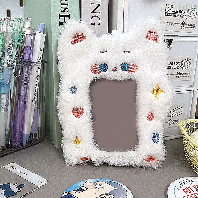 1PC Bus Door Cards Sleeve Identity Badges Protective Cover Cute Star Plush Cat Photocard Case ID Photo Card Holder For Students image 4