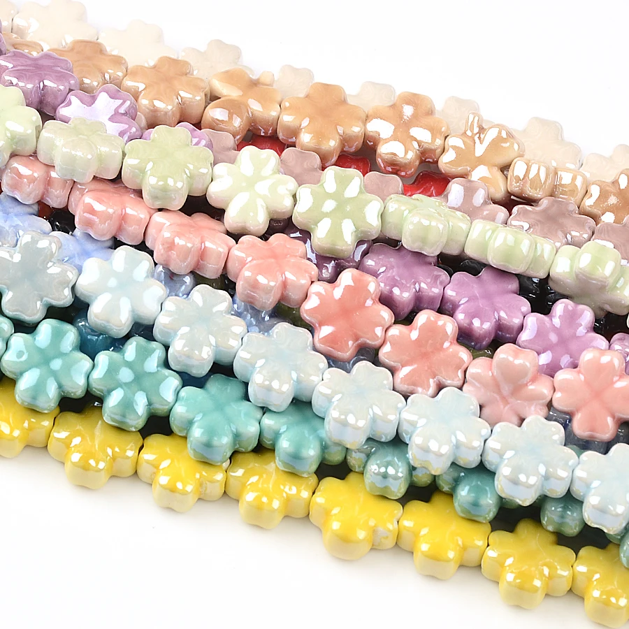 10pcs 12mm New Four-leaf Clover Colorful Ceramic Beads Bracelet Fashion Jewelry Accessories DIY Pendant Making