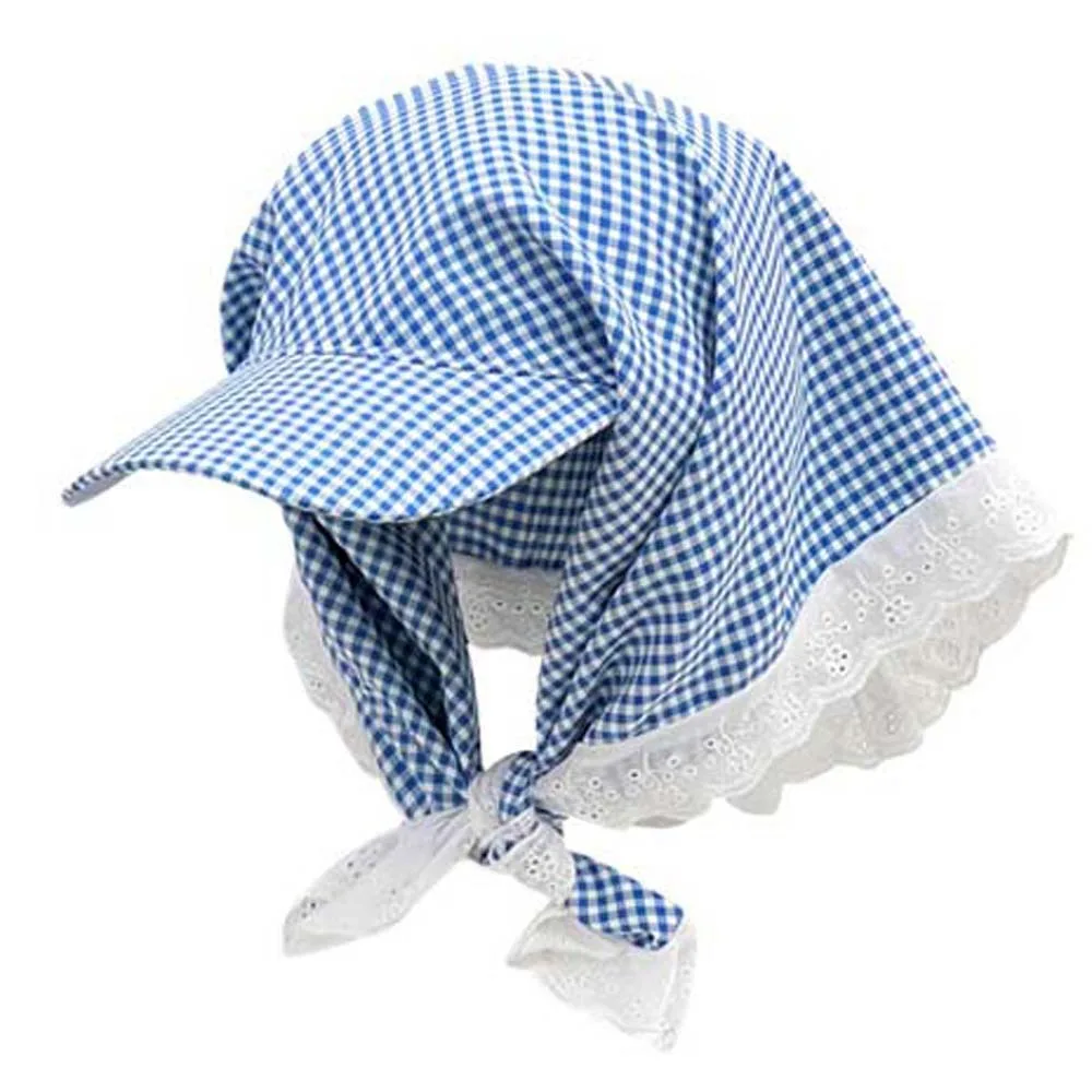 

Cycling Rural Style Headscarf Baseball Hat Plaid Cotton Scarf Peaked Cap Soft Sunshade Triangle Headscarf Hat Camping