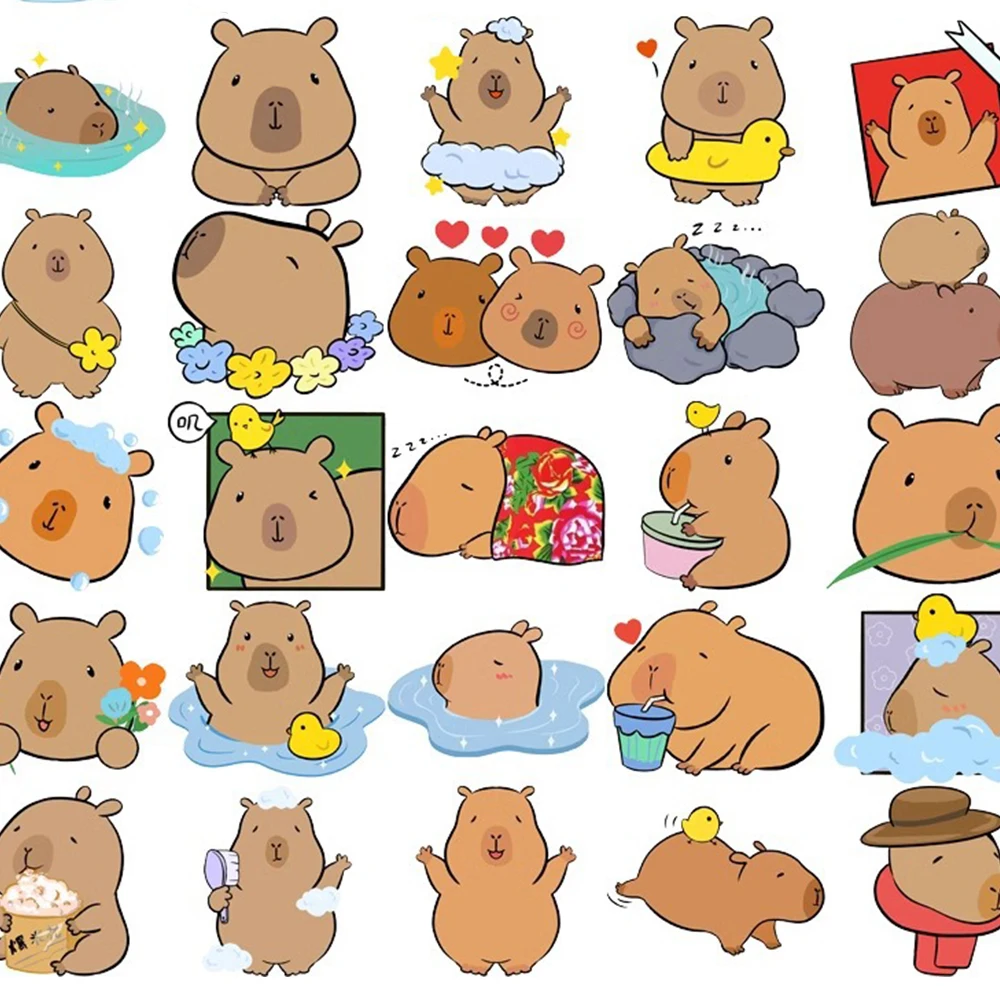 10/30/50 Stuks Cartoon Dier Capibara Stickers Decoratie Decals Diy Telefoon Notebook Koffer Schattige Kid Sticker Speelgoed Groothandel