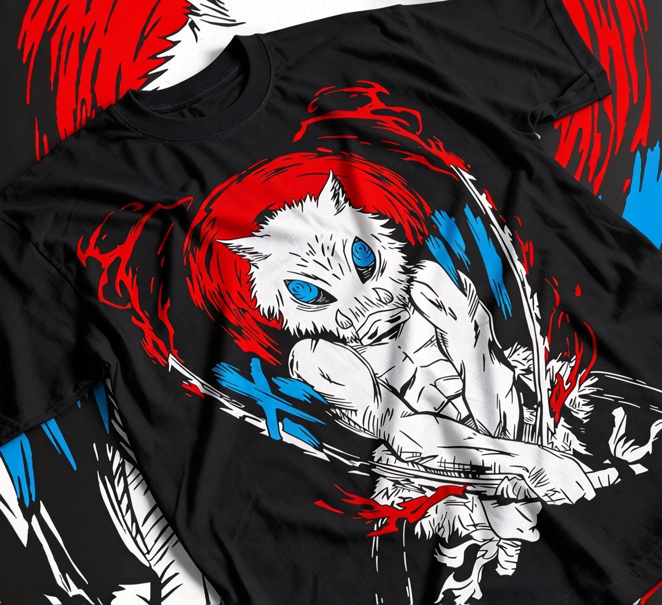 New Arrivals Unisex Crew Neck Short Sleeve Demon Slayer Inosuke Anime Tee For Comic Con Streetwear Daily Wear Weekend Outfit
