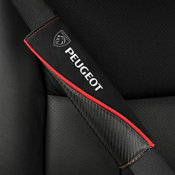 2Pcs Car Seat Belt Suede Carbon Fiber Safety Belt Shoulder Covers for Peugeot 206 307 308 3008 207 208 407 508 2008 Accessories