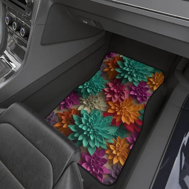 3d flower Car Mats, Cute Womens Car Mat Design, Rug, y2k, Teen Driver Car Accessory, Floral car accessories decor, car decor