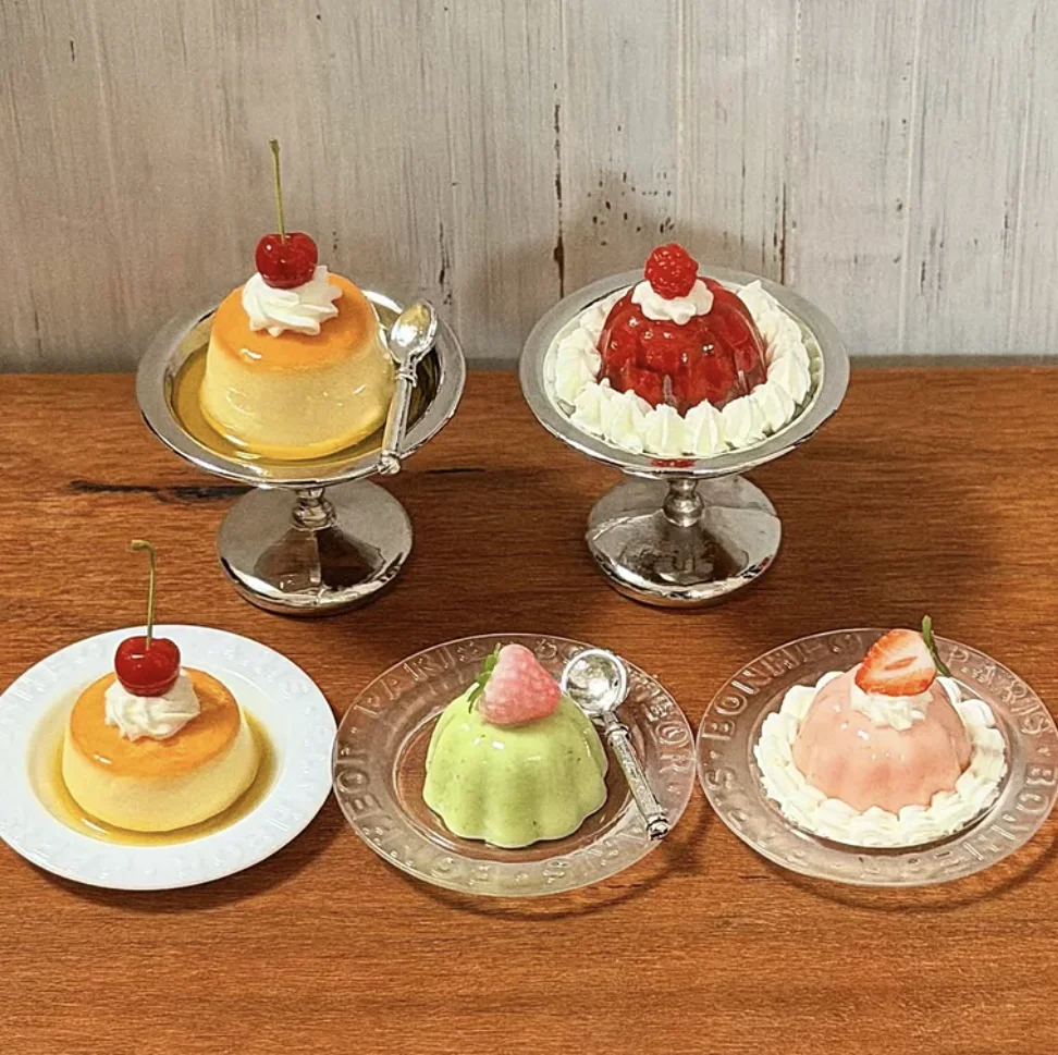 Handmade Clay Miniature Breakfast Dessert Set Realistic Toast Butter Napoleon Cake Croissant Pineapple Bun Pudding Dollhouse Toy