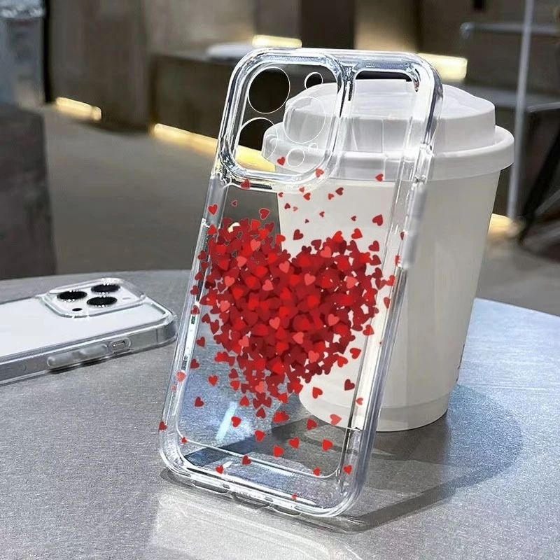 

Cute Red Hearts Clear Phone Case for iPhone 17 16 Pro Max 15 Pro 14 Plus 13 12 11 Air 16E X XR XS 7 8 Plus Shockproof Back Cover