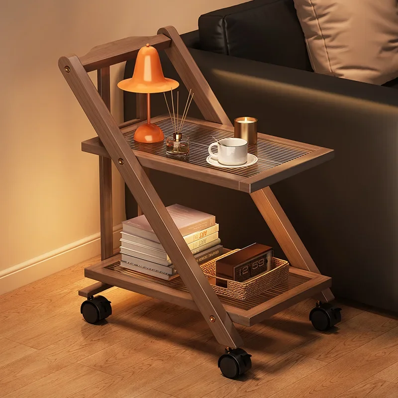 Shelf Multi-layer storage rack Movable trolley Household pulley Foldable household goods