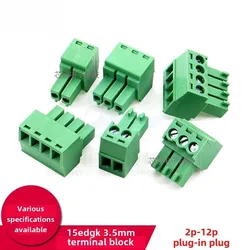 5pcs 2EDGK Green terminal plug type pcb Phoenix terminal 3.5mm Circuit board plug holder 2-12P