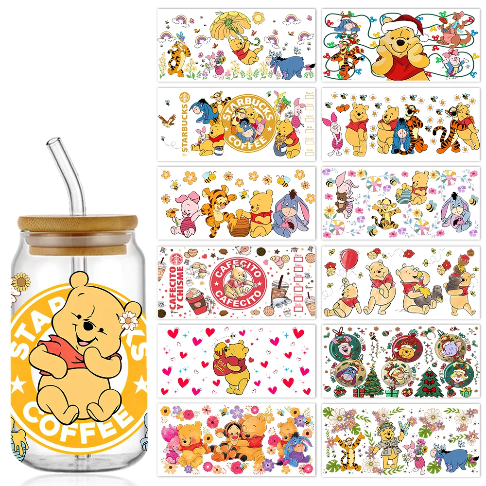 Disney Winnie the Pooh Characters UV DTF Wrap Transfer 16oz No Heat Needed Waterproof Permanent Adhesive