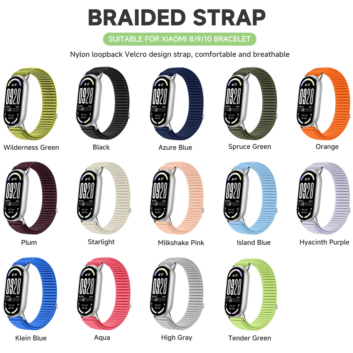 Нейлоновый ремешок для Mi Band 10 9 8, ремешок для умных часов Xiaomi Smart Band 8, ремешок Miband 8 9 Correa, сменные аксессуары