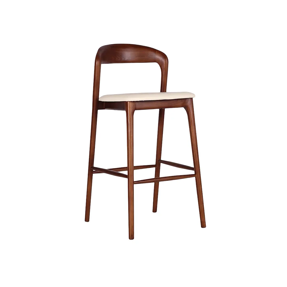 

Bar stool, modern minimalism, white toon wood, backrest, household solid wood stool, coffee shop