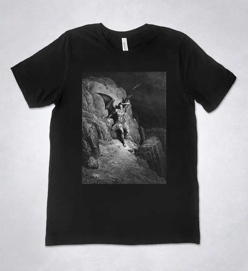 

GUSTAVE DORE t-shirt, Gustave Dore Illustration, John Milton - Paradise Lost, Gustave Dore engraving, Lucifer, Fallen Angel, Sat