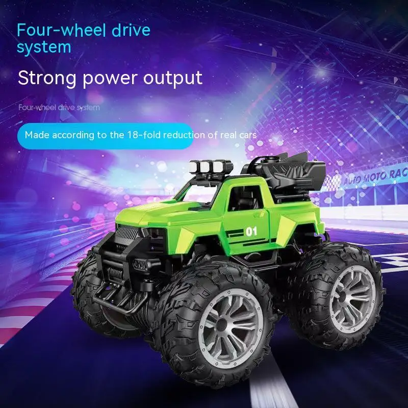 2.4g Children's Four-wheel Drive Remote Control Off-road Toy Car Four-way One-button Spray Stunt Drift Climbing Car Boy Gift