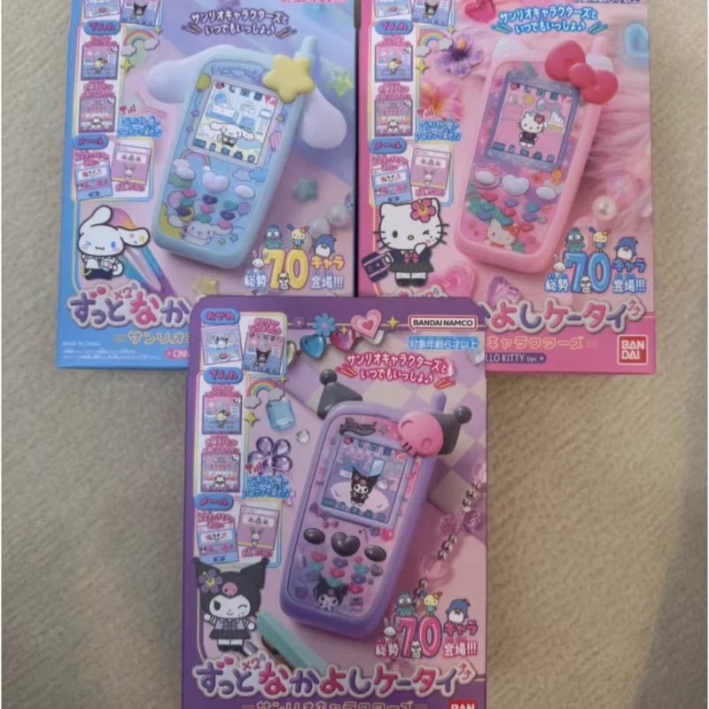 

Bandai Sanrio Y2k Flip Phone Shaped Virtual Pet Model Hellokitty Cinnamoroll Kuromi Collectible Toy For Adult Collectors