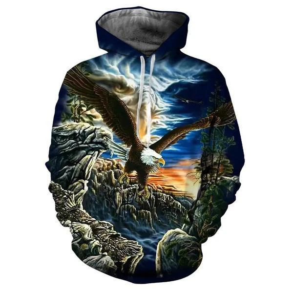 

2023 New Eagle 3d Hoodie Fashion Funny Street Animal Print Unisex Long Sleeve Hoodie