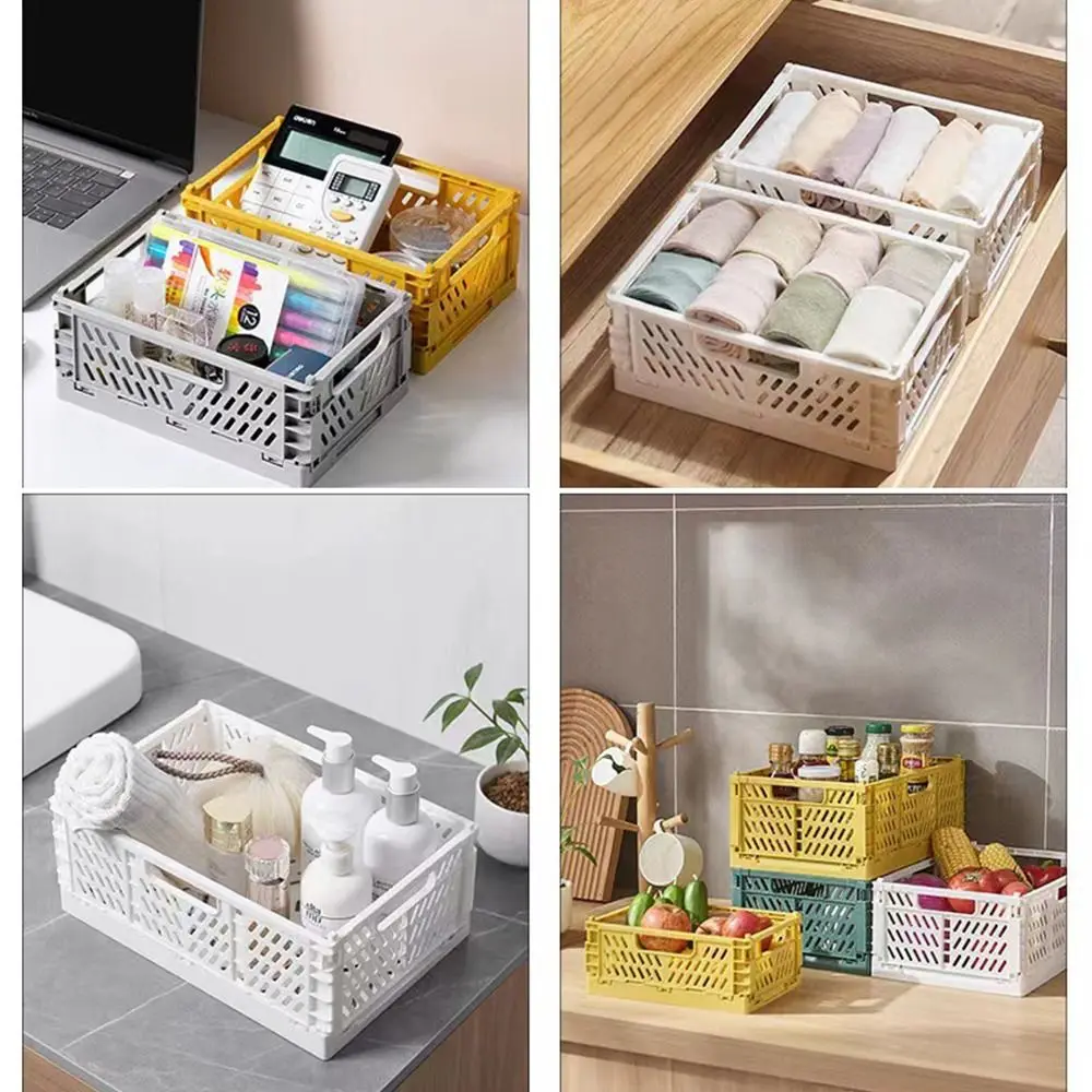 Space-saving Collapsible Foldable Storage Crate Stackable S/M/L Storage Baskets INS Plastic Pastel Crates Home