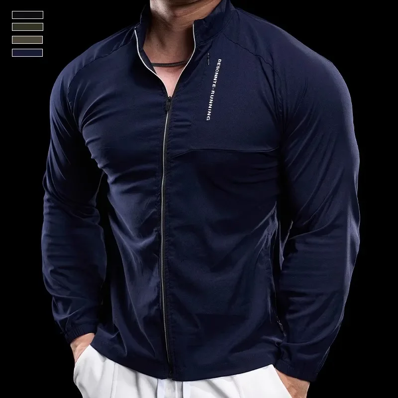 Autumn Men's Running Sports Gym Fitness Tops Jacket Cycling Long-sleeved Tights Running Solid Color Versatile Training Clothes
