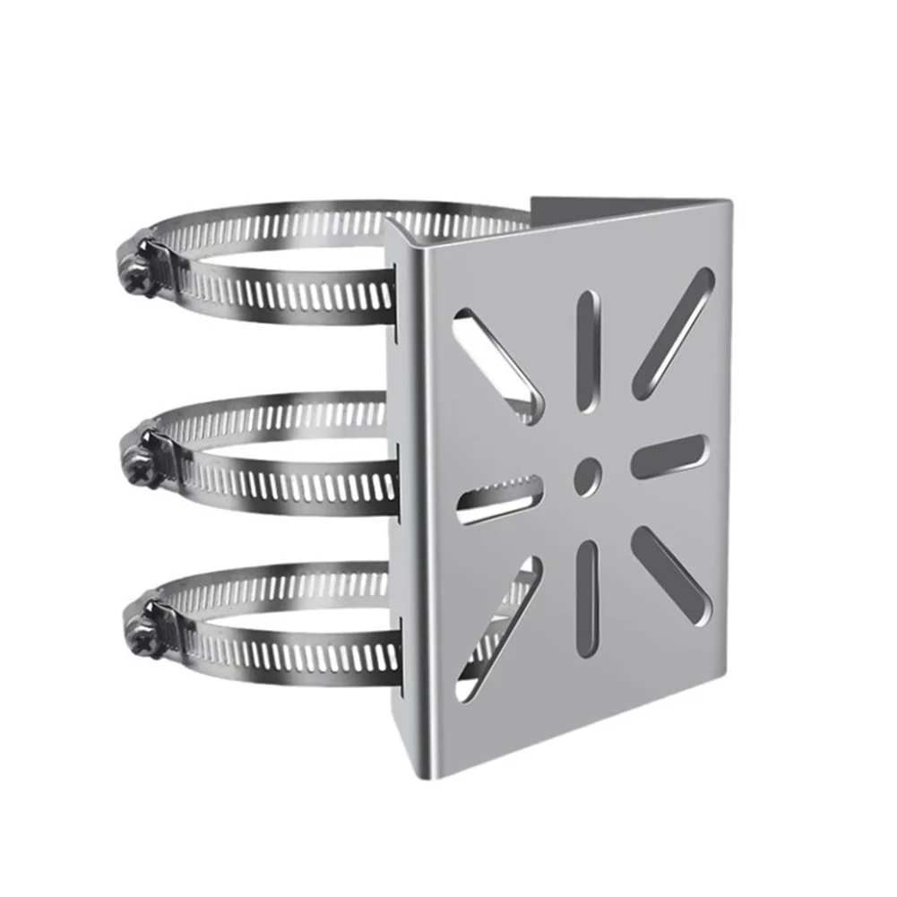 Stainless Steel Outdoor Camera Mount Bracket with Adjustable for Ring Clamps for 100mm 200mm Poles Security Solar Lighting Setup