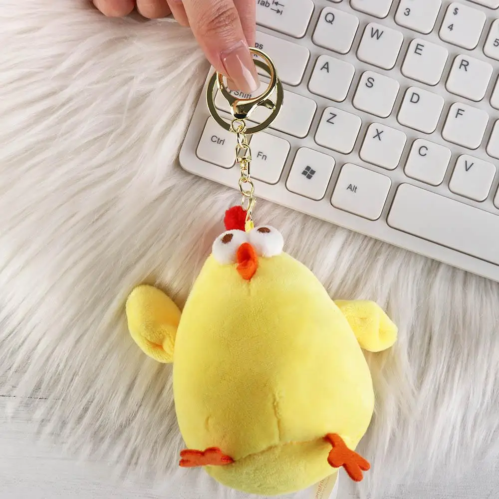 Lovely Plush Stuffed Chicken Plush Keychain Soft Animal Seagull Pendant Key Ring Car Key Pendant Doll Gift