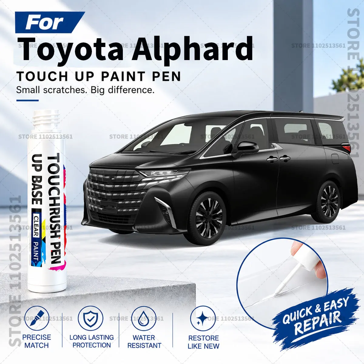 Automotive Paint Pen Car Scratch Remover Touch Up Repair Pen DIY Vehicle Paint Repair Tool Accessories For Toyota Alphard White