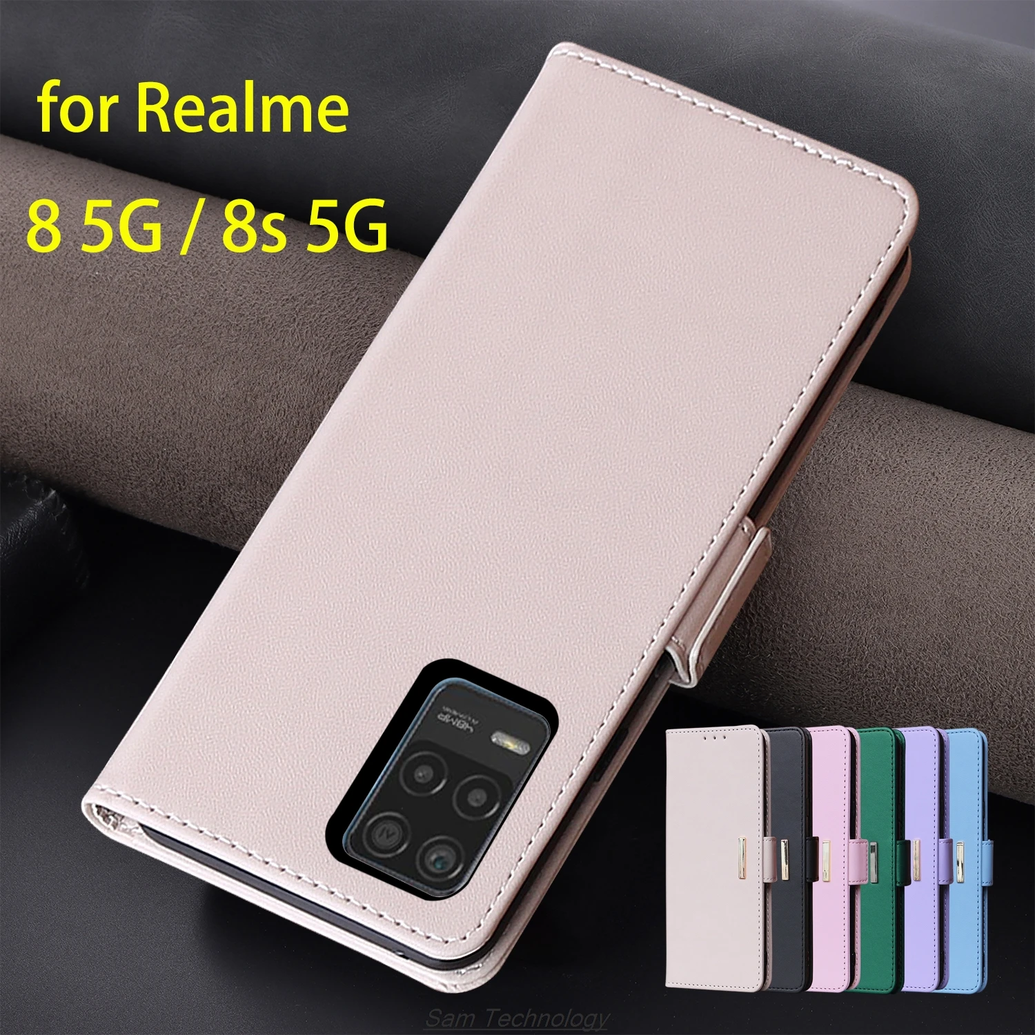 

Magnetic buckle Leather Case for OPPO Realme 8 5G / Realme 8s 5G Wallet RFID BLOCKING Flip Cover female Simple Capa Fundas Coque