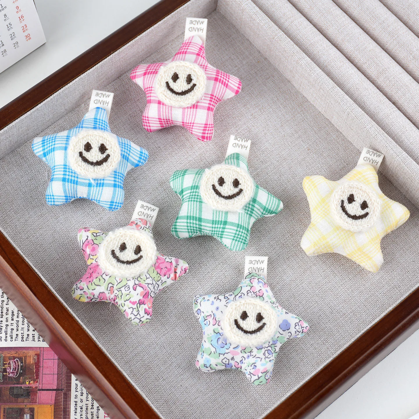 10pcs Star Fabric Charms Pentagram Stuffed with Cotton Pendant for Jewelry Making DIY Keychain Necklace Accessories