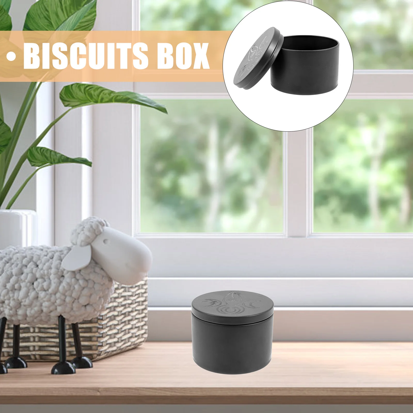 

Tinplate Round Ritual Carved Bowl Small Loose Tea Storage Box Moon Pattern Candy Storage Container Biscuit Box