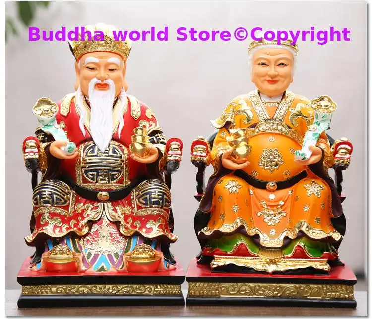 A pair 2025 new TU DI GONG PO Wealth Gods Thailand Vietnam Singapore BUDDHA statue figure home shop altar Prosperity good luck