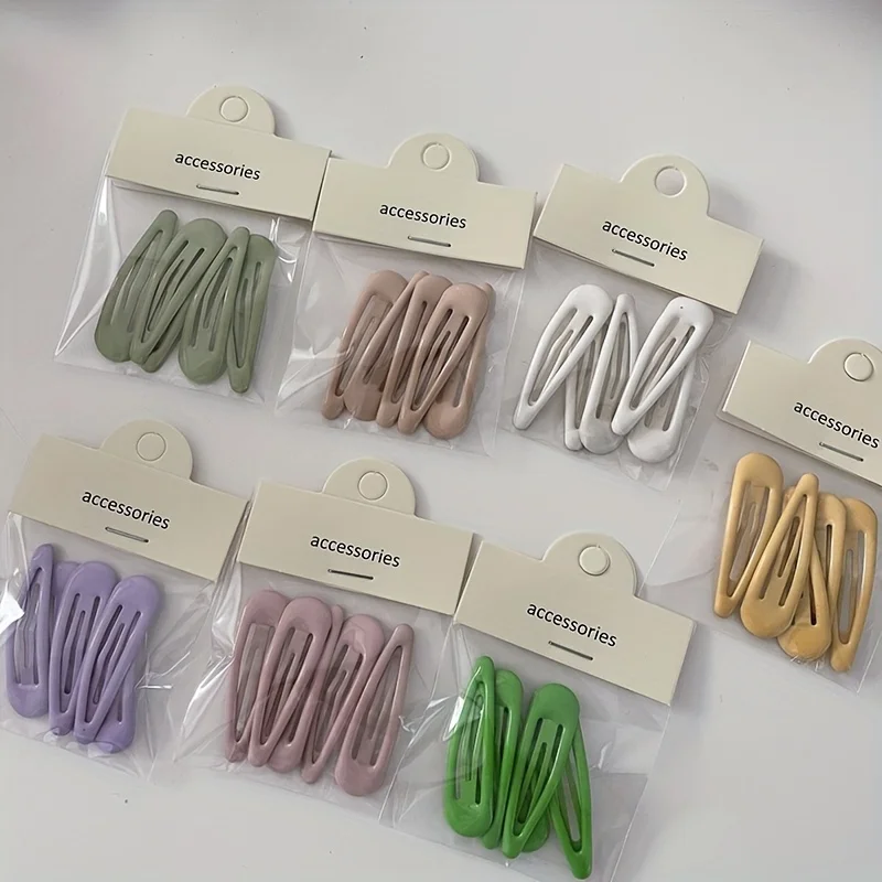 5pcs Solid Color Hair Side Clips Broken Hair Finishing Clips Bangs Clips For Women And Daily Use Wear - Detail 1