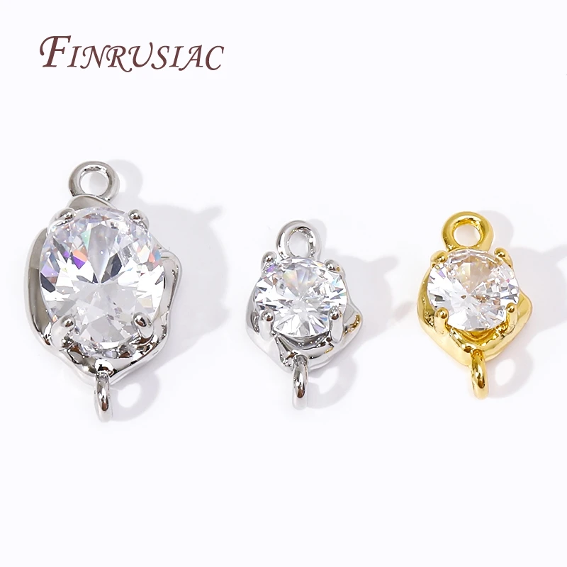 18K Gold Plated Zircon Crystal Decoration Connector Charms Accessories For Handmade DIY Women\'s Bracelet Earring Jewelry Making