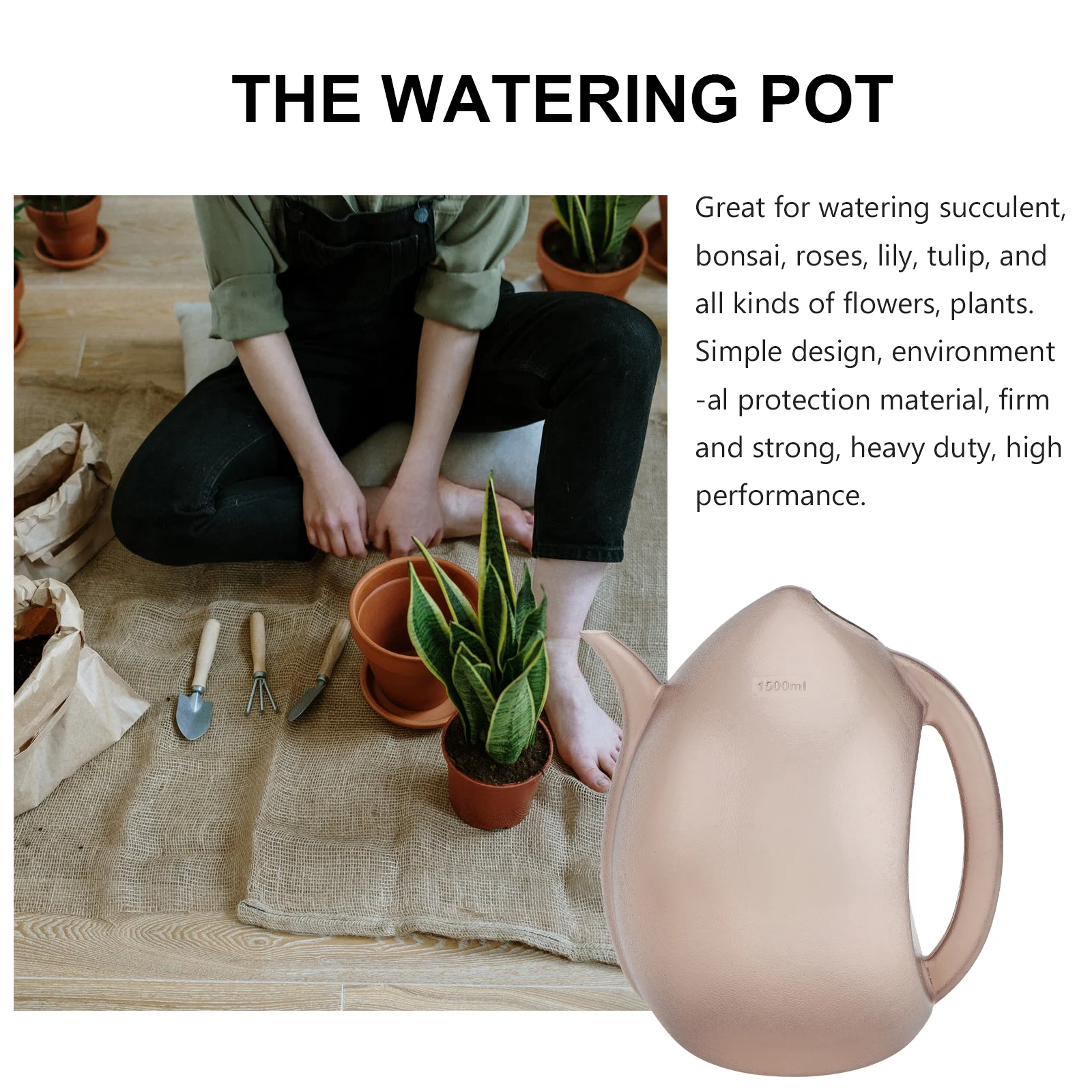 

Durable Strong Watering Can Gardening Tool Outdoor Indoor Household Plastic Pot Heavy Duty High Performance Spray for Succulent