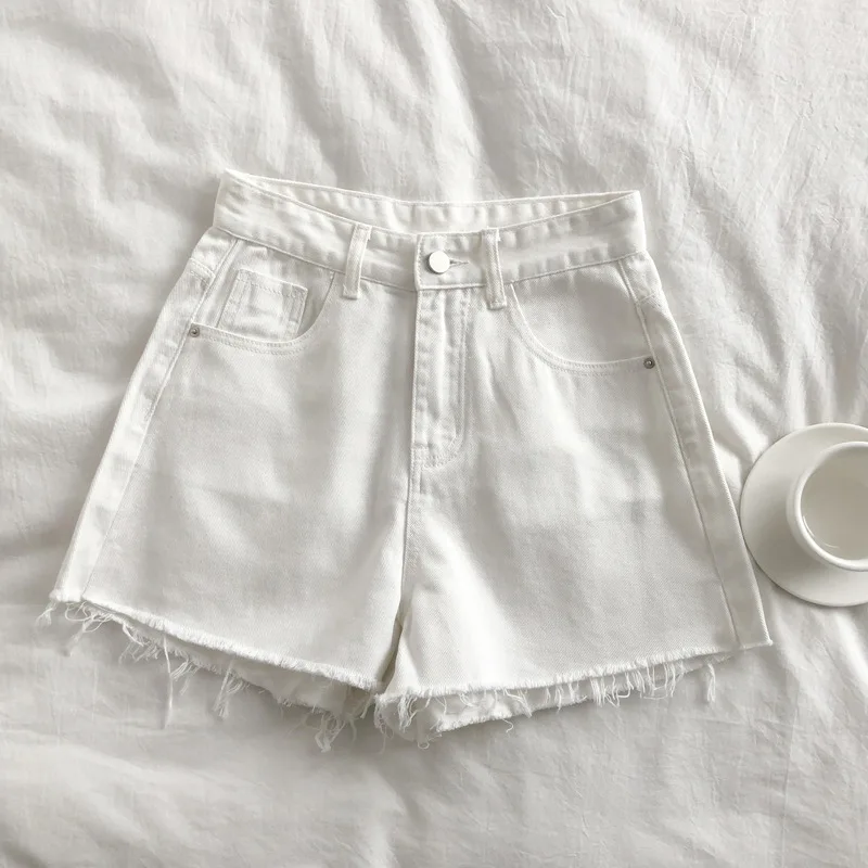 Solid Denim Shorts for Women Fur-lined Loose Fit Streetwear Casual Ins High Waist Chic Summer Sweet Sexy Girls Popular College