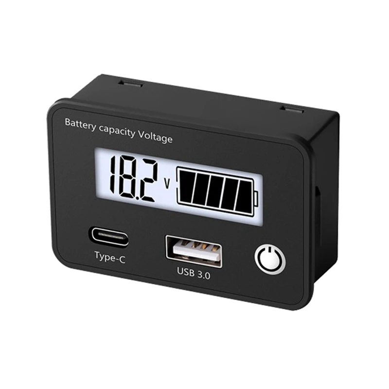 Lead Acid Lithium Battery Capacity Indicator Car Digital Voltmeter Voltage Tester DC8-30V Black ,White Screen