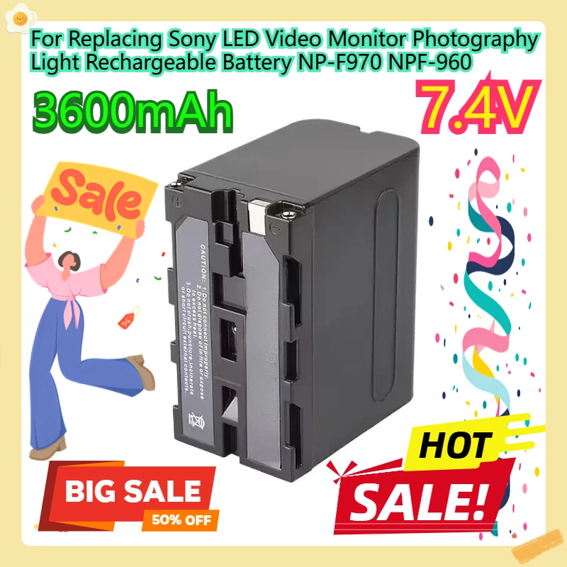 

For Replacing Sony LED Video Monitor Photography Light Rechargeable Battery NP-F970 NPF-960 3600mAh