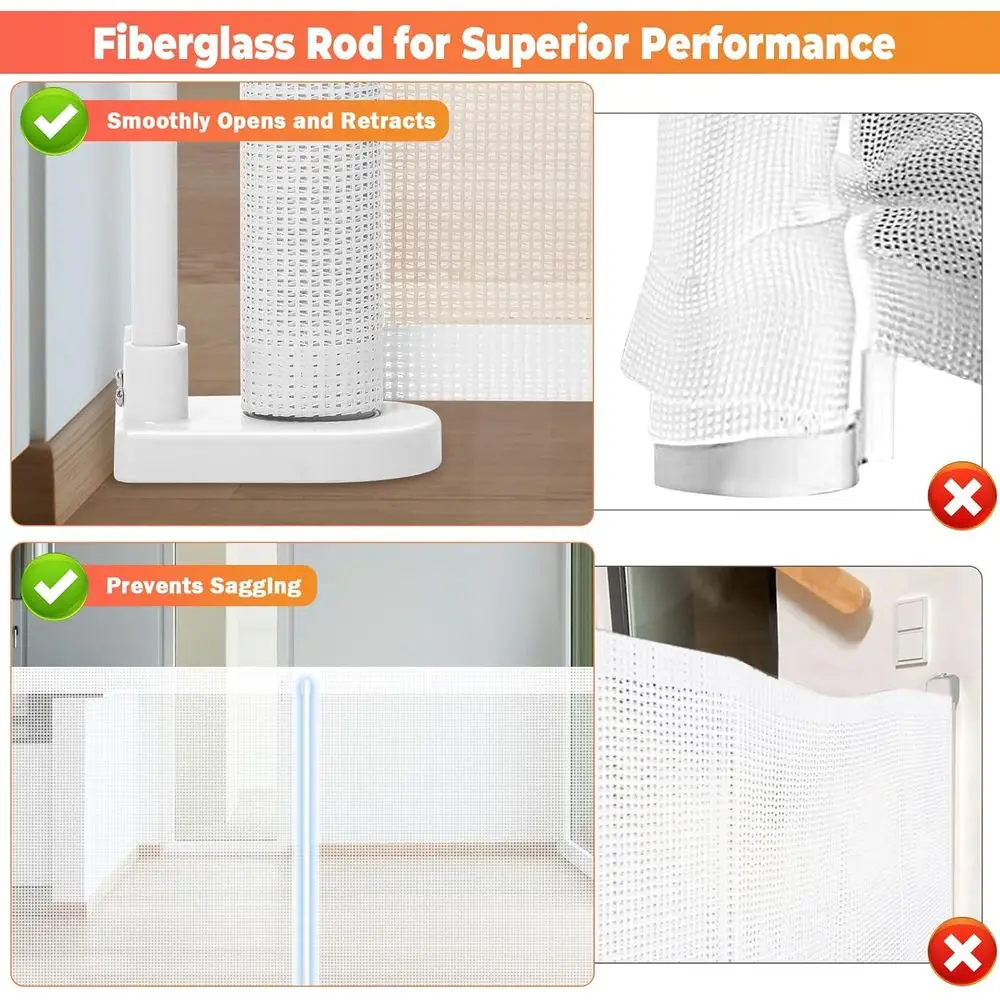 Porte rétractable extra large 236 pour bébé et chien – Barrière de sécurité en maille haute 37 pour grands espaces