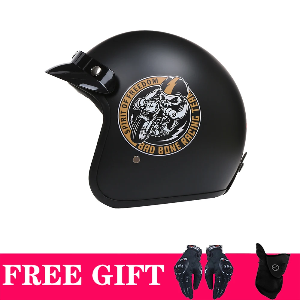 Retro Vintage Helmet Motorcycle 3/4 Open Face DOT ECE Approved PU Leather Cascos Moto Helmet Capacetes Casque Cafe Racer Kask 6
