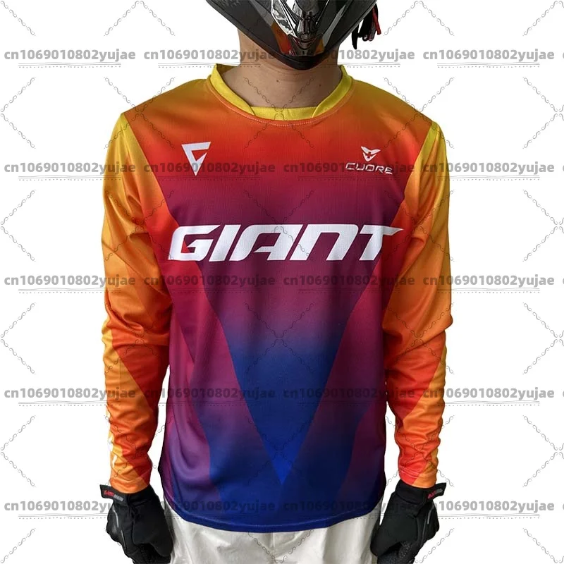 Men's Giant Long Sleeve Mountain Bike Cycling Jersey Real Shot BMX Cross Country Motorcycle Downhill Versatile Cycling Gear