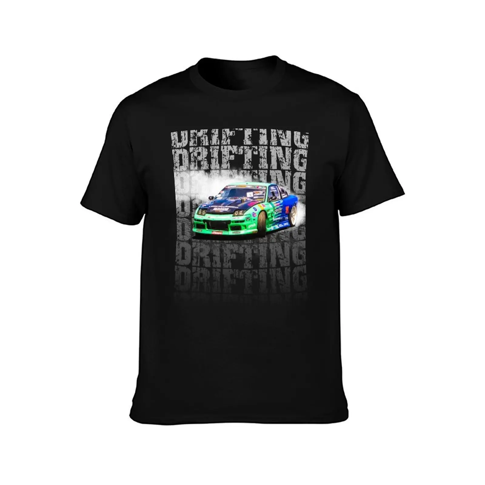 Drifting Drift Car Design T-Shirt, Summer Casual Cotton Tee, Oversized Streetwear Tops, Vintage Graphic Print, Unisex Men Women