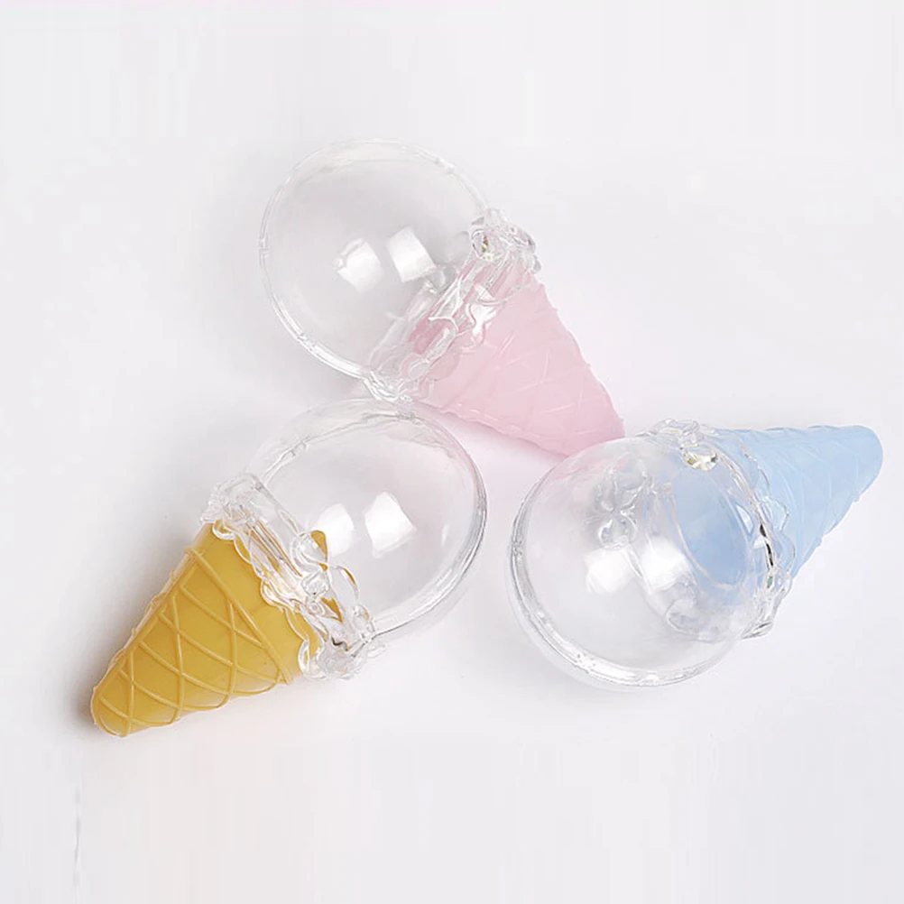 

16pcs Candy Boxes Ice Cream Shaped Gift Containers Party Favor Plastic Packaging Treat Boxes for Wedding New Year