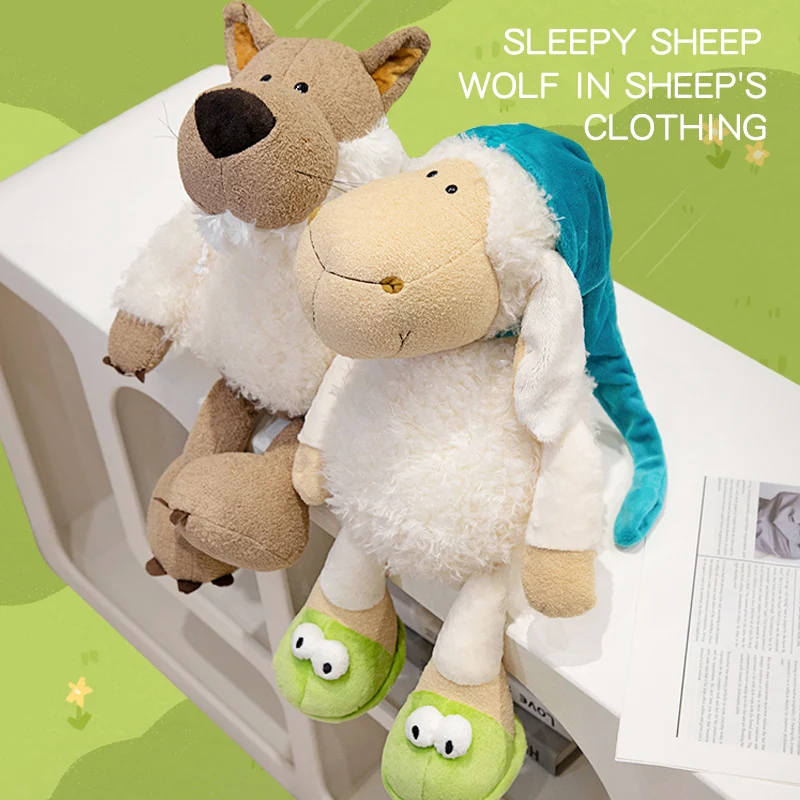 25/35/50cm Sleepy Sheep wolf in sheep clothing Plushie Lamb Toy Cute Soft Gift Plush Toy Holiday Gift Plush Sheep For Boy Girl