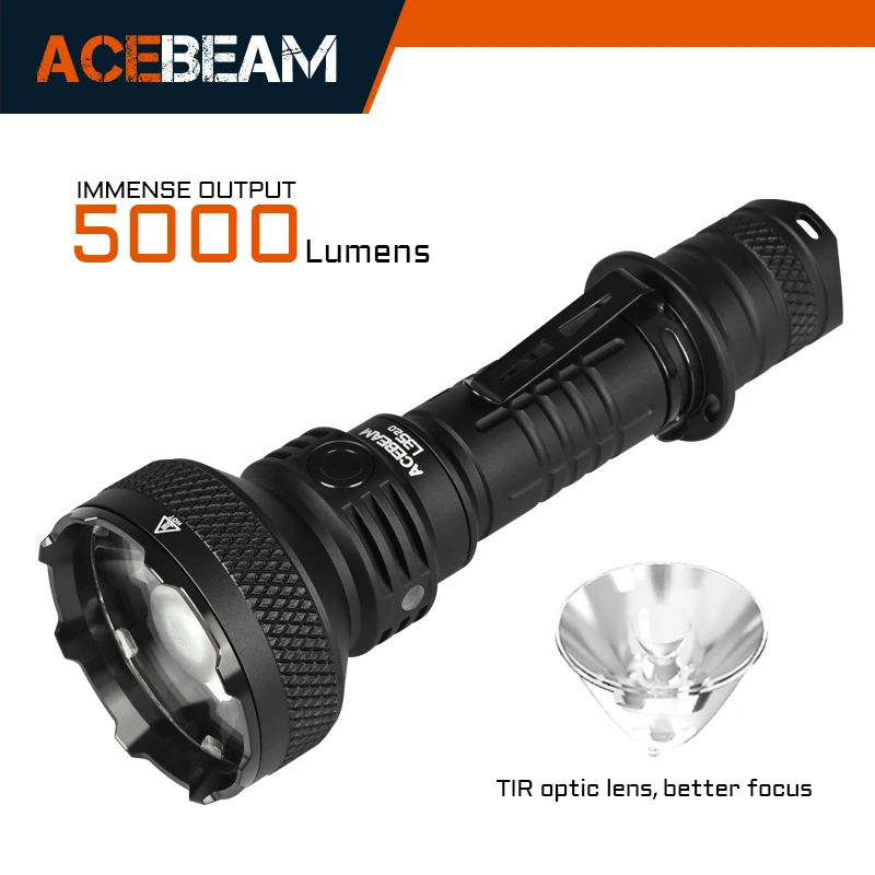 ACEBEAM L35 2.0 Tactical Flashlight 5000LM Super Bright 650M Long Range XHP70.3 HI LED Flashlights with Dual Switch