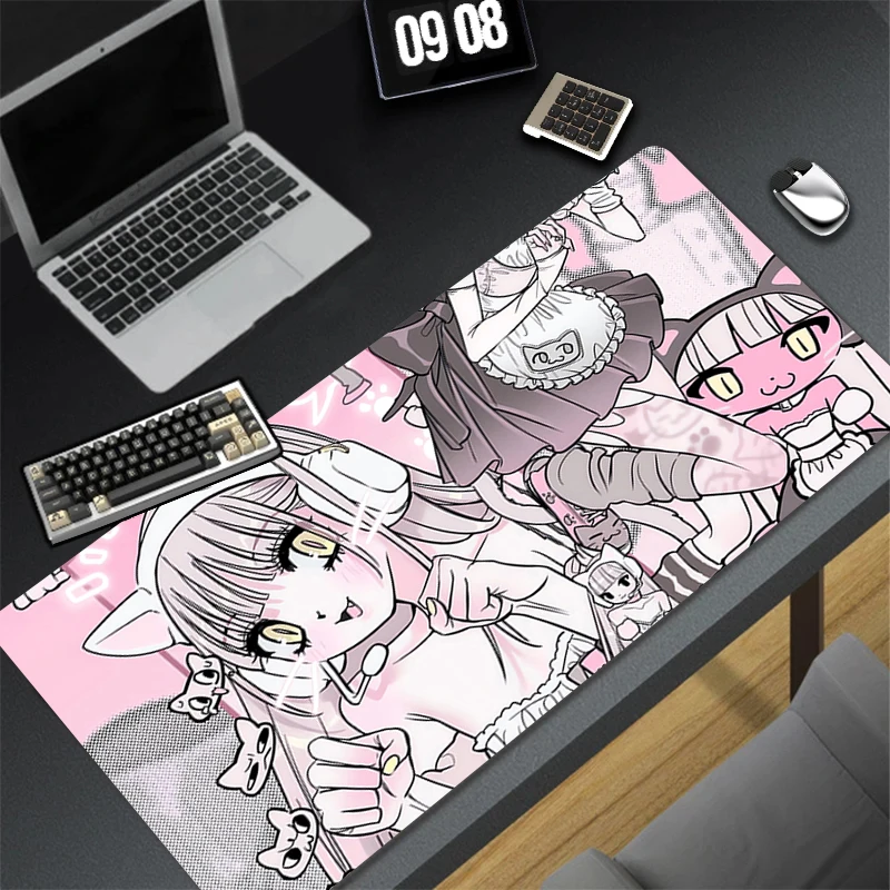 Computer Gaming Accessories HD Mousepad Office PC Mouse Pad Keyboard Pad Desk Decoracion Pink Illustration Girl Anime Desk Mat