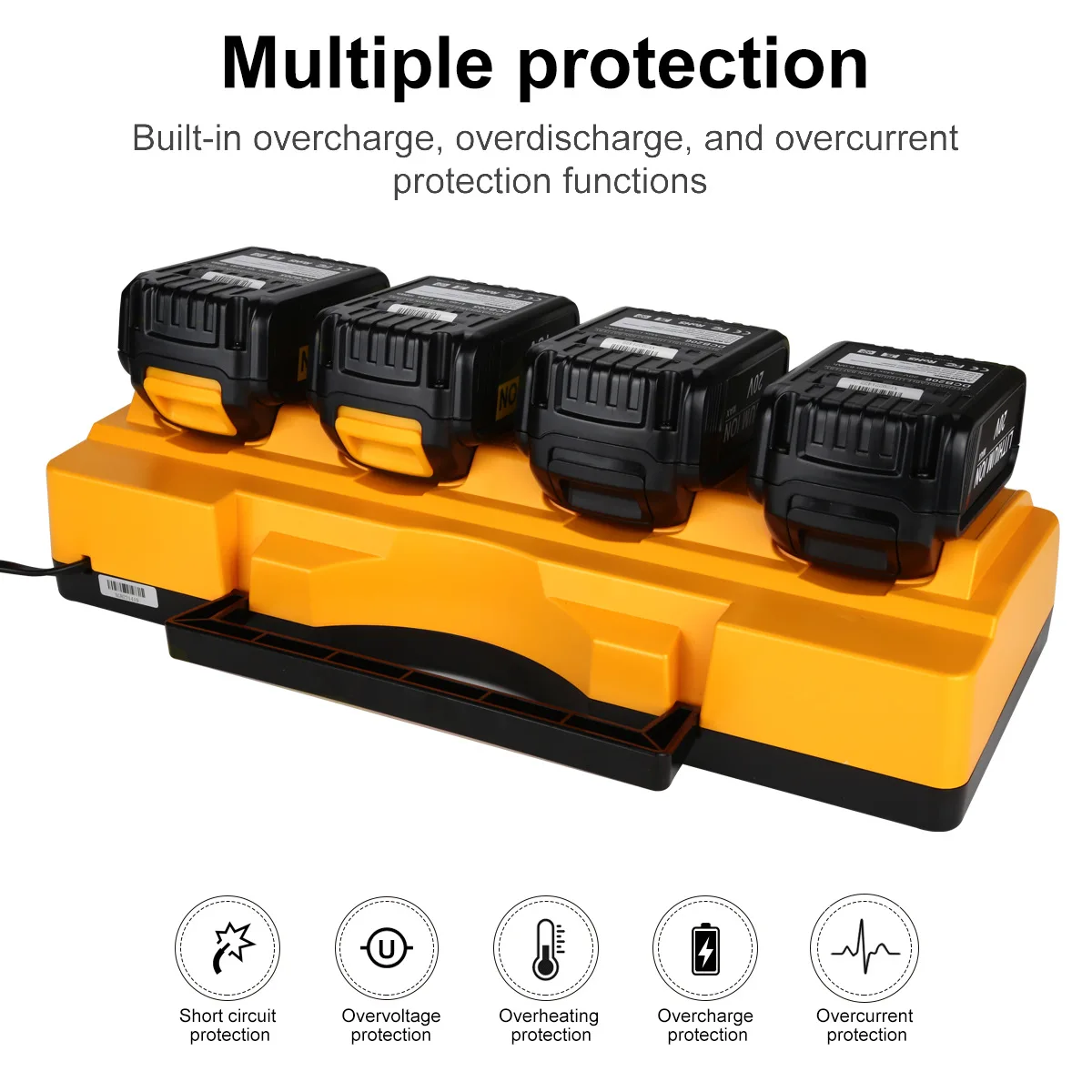 For Dewei DCB105 Portable Fast Four Charger 12V-20V Power Tool Lithium Battery Charger