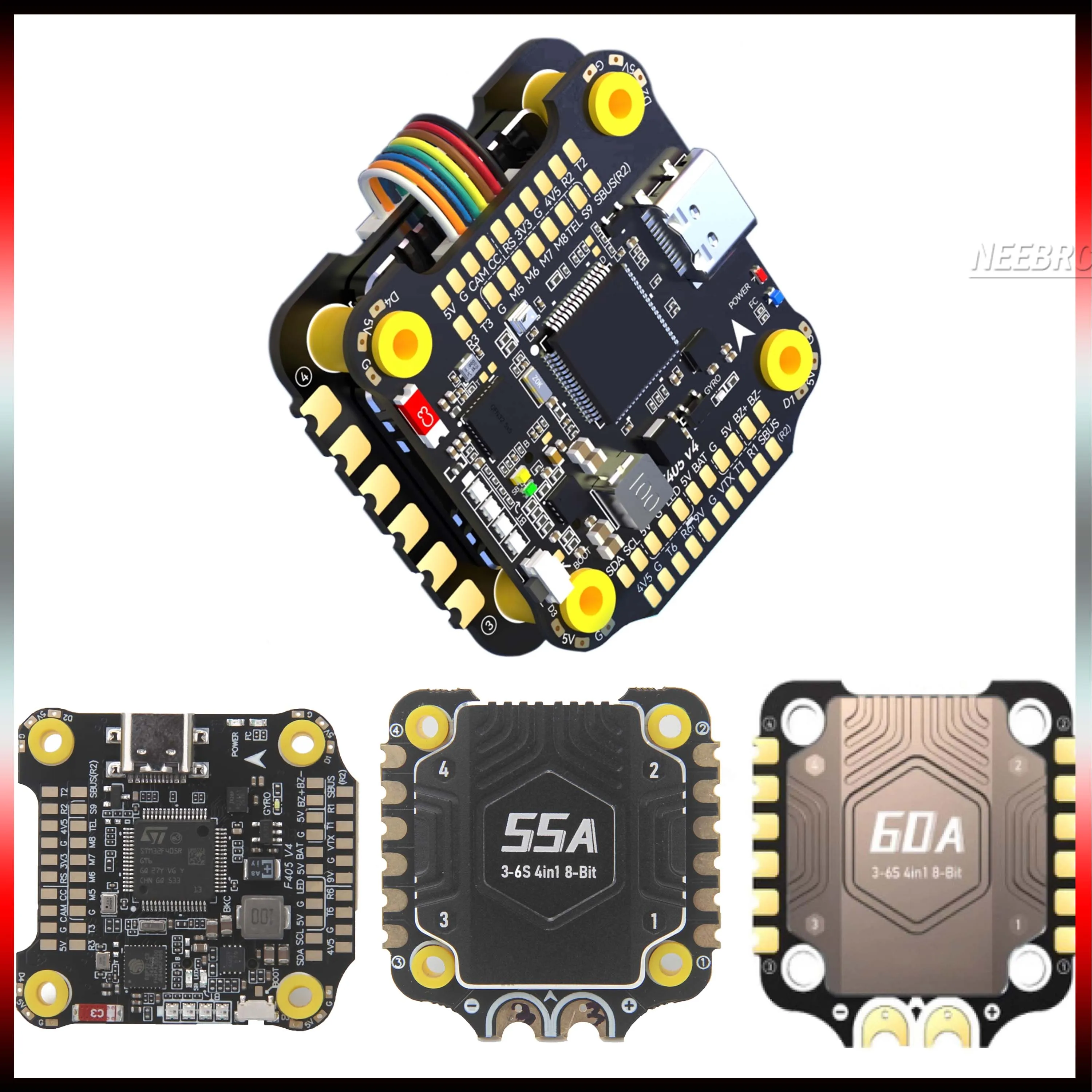 

F405 V4 FC Stack Flight Controller 30x30 BLS-55A/60A 4in1 ESC 3-6S Bluetooth for RC FPV Drone DJl O3/RunCam Link/Caddx Vista