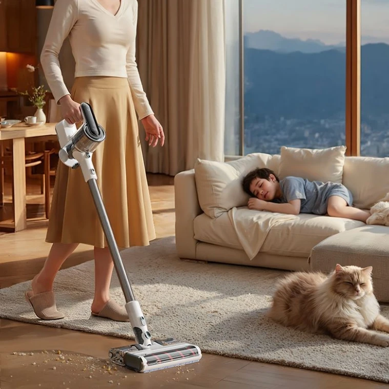 

2025 Новая модель беспроводного ручного пылесоса для дома — большой всасывающий сверхтихий пылесос и швабра 2-в-1, идеально подходит для шерсти домашних животных и кошек