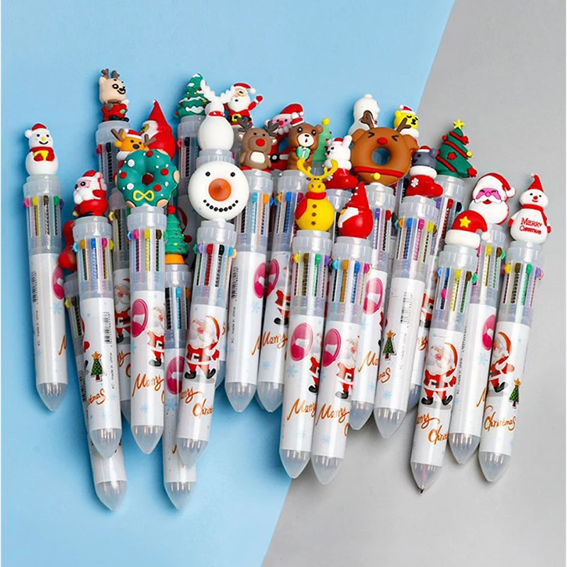 

6pcs Mixture Christmas Ballpoint Pen Cute Santa Claus Retractable Pencial Chridren Kids New Year Gift Xmas Party Favors Supply