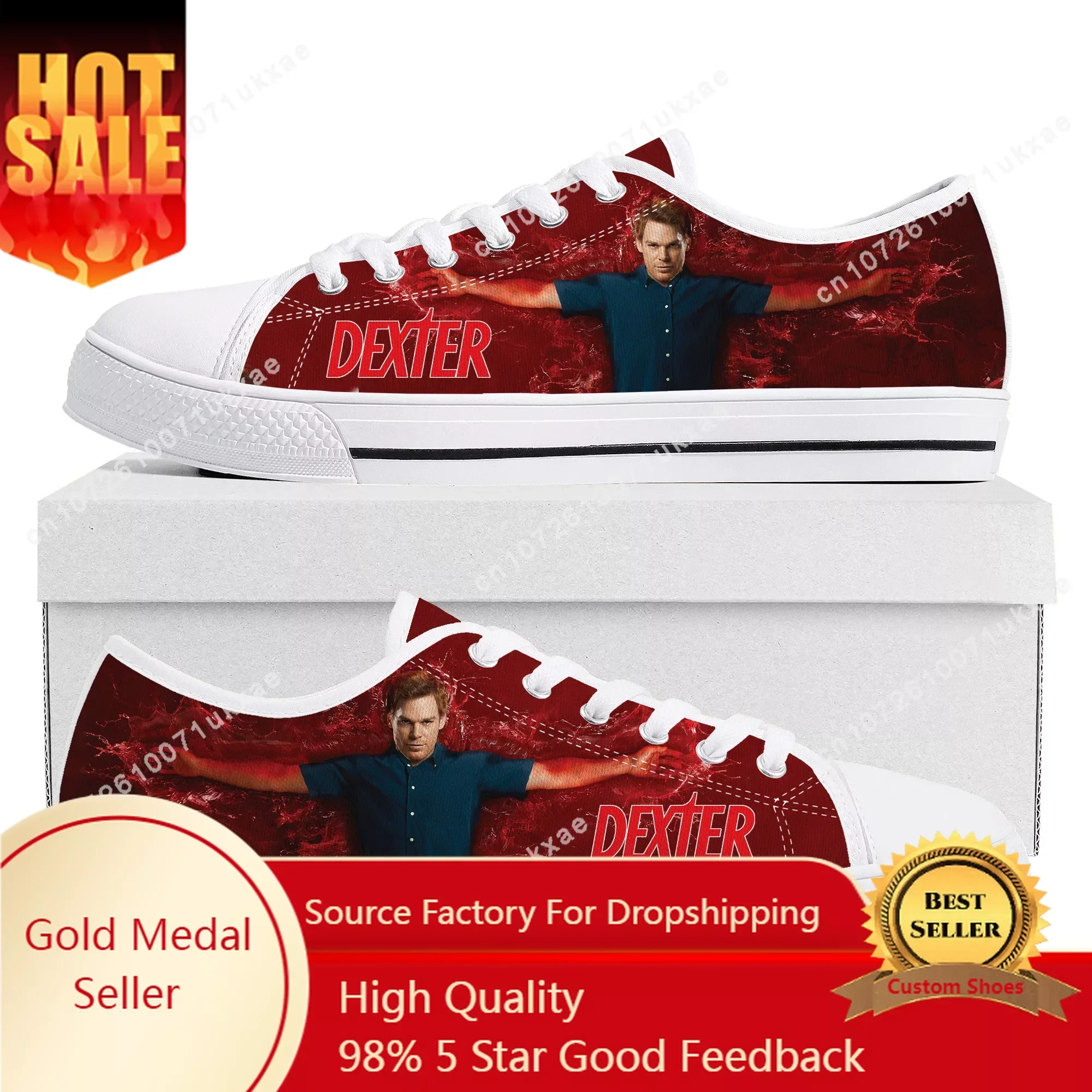 

Dexter TV Show Morgan Low Top Sneakers Mens Womens Teenager Canvas High Quality Sneaker Casual Custom Made Shoes Customize Shoe