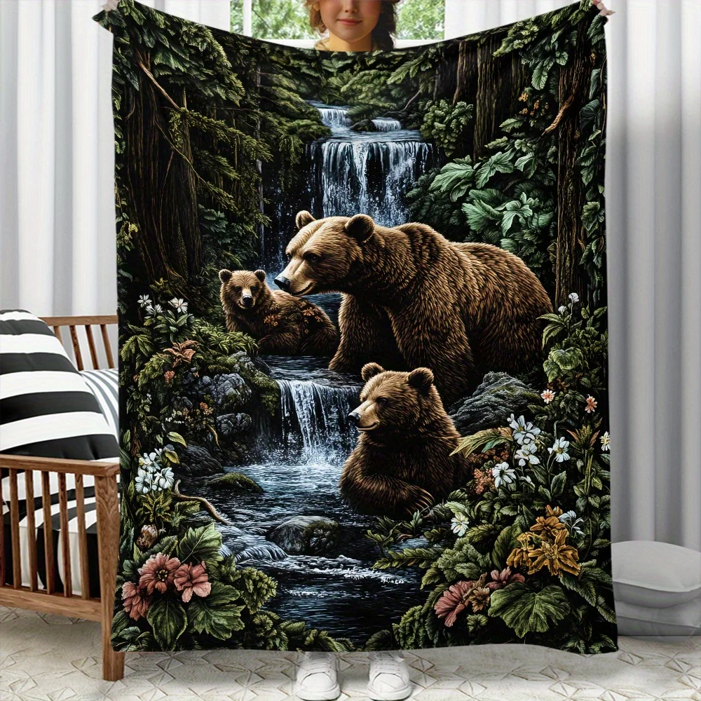 Large Wildlife Landscape Lightweight Blanket Perfect For Outdoor Enthusiasts Campers And Adult Adventure Themed Warmth Accessory